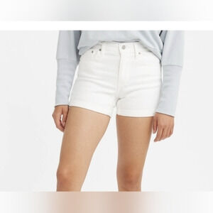 Levis Shorts Women's 32 White Mid Length High‎ Rise Bermuda Denim Shorts Solid
